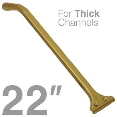 J.Racenstein Ledger Handle 22in for Thick Channel, gold-colored elongated handle designed for heavy-duty channel applications.